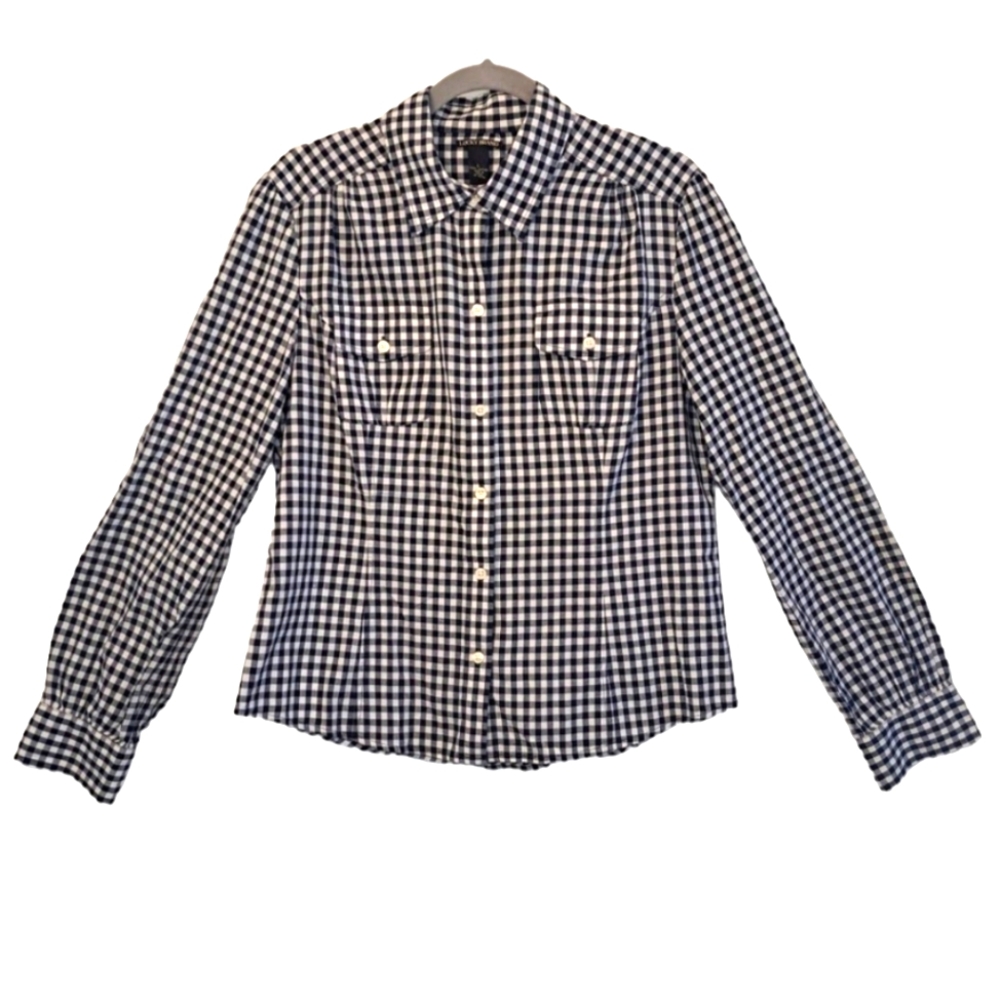 Lucky Brand Plaid Black and White Button Up Shirt Size Large
